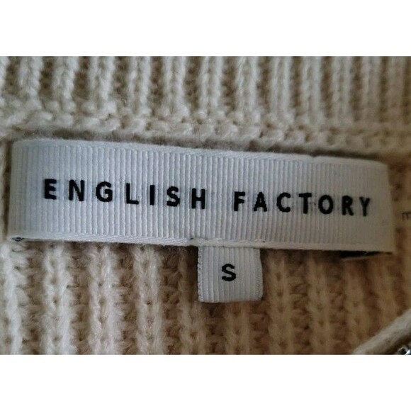 English Factory Sweater Contrast Trim Piping 1/4 Zip Collared Neck Size S... - Picture 2 of 12